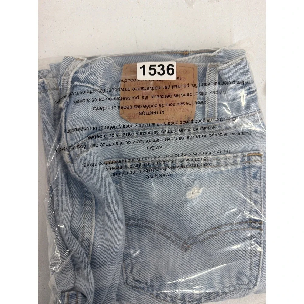 Levis‎ 505 Mens 34x32 Light Wash Straight Leg Regular Fit Vintage Denim Jeans